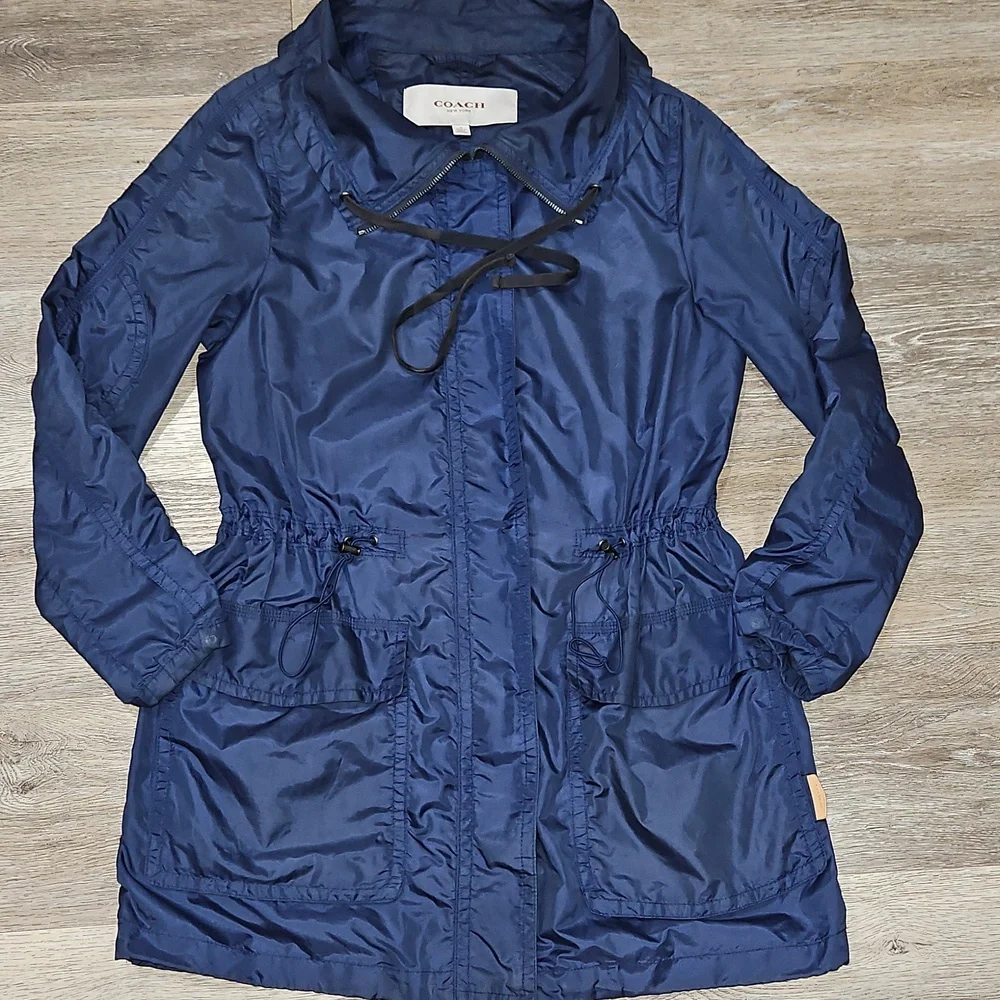 Coach Womens Navy Nylon Lightweight  Jacket Size Small